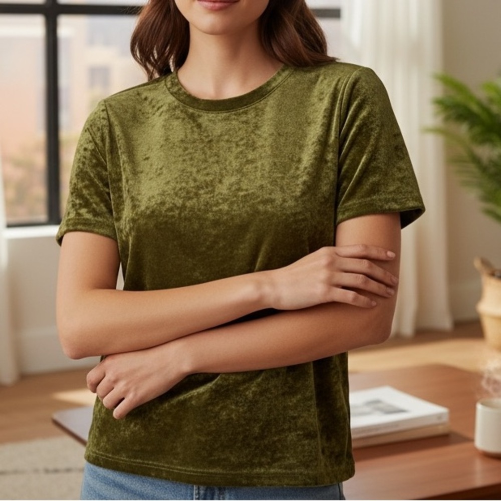 Mod Ref Terry Cloth Olive Green Funky Short Sleeve T-Shirt‎